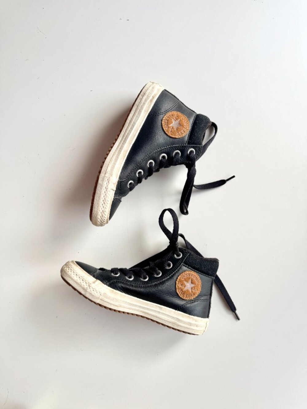Kids' CONVERSE Chuck Taylor PC Black/Burnt Caramel Leather Boot Sneakers, Size 1